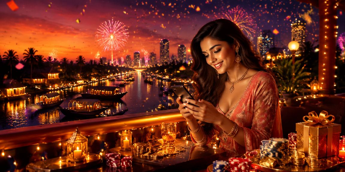 Night market with casino app advertisement in Kerala