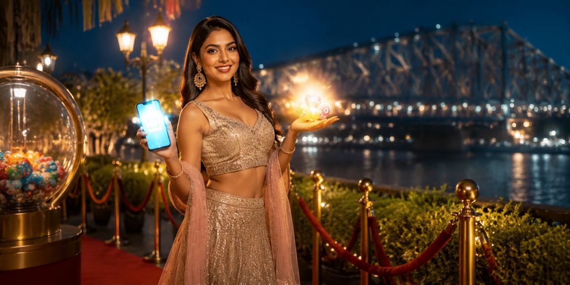 Kolkata Howrah Bridge vibrant nightlife with lottery and casino vibes